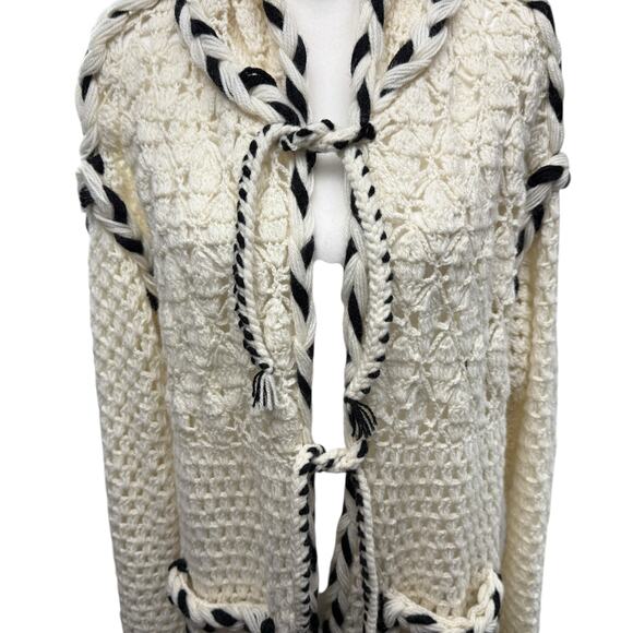 Smythe x Augden Sweater Size XS Long Oversized Open Knit Crochet Alpaca Wool - Picture 10 of 14